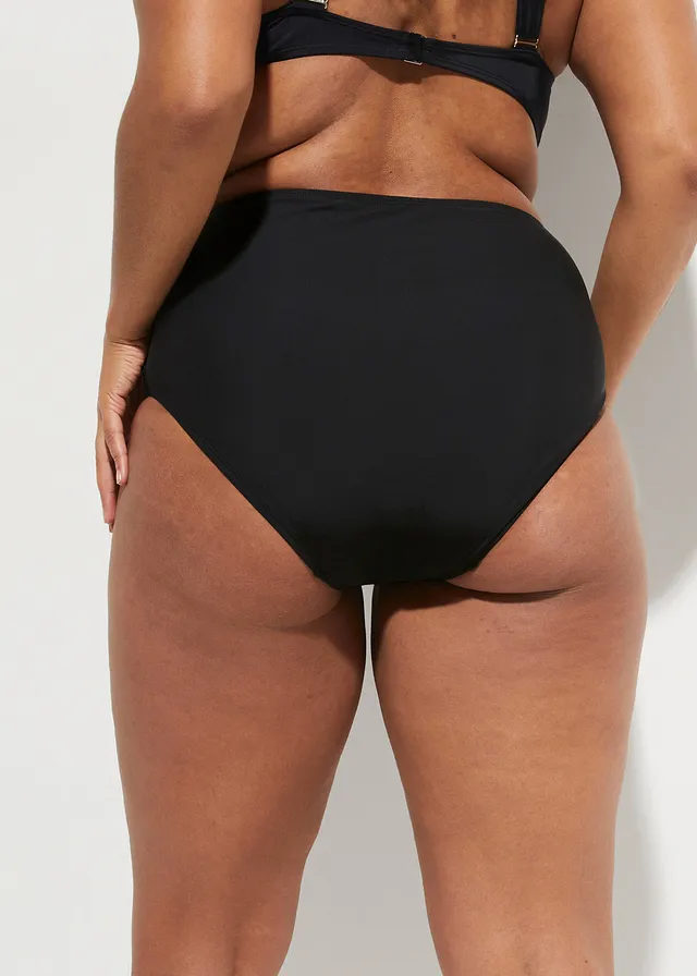 Bas de bikini sculptant, maintien léger, Couleur: noir