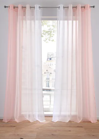 Gordijn van lichte voile, ook verkrijgbaar in extra lang (2 stuks), Kleur: rosé