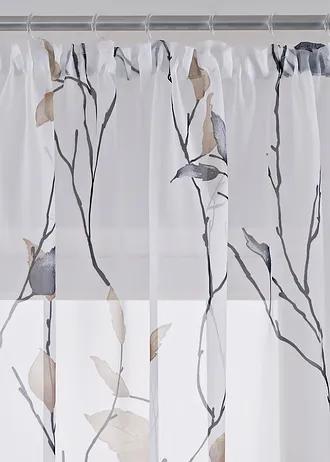 Gordijn van lichte voile, ook in extra lang (1 stuk), Kleur: sand-wit-grijs
