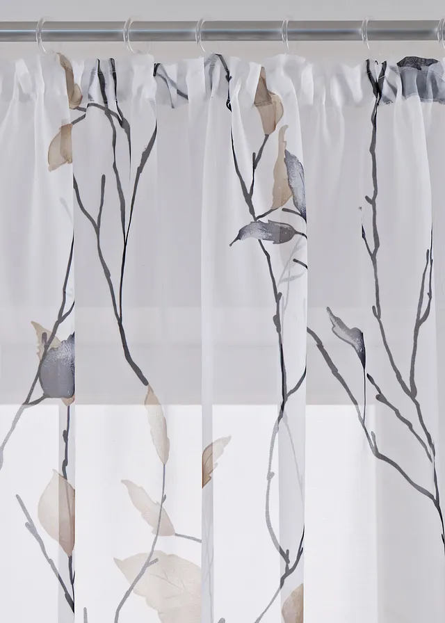 Voilage en tissu léger (1 pce), aussi en extra-long, Couleur: sable/blanc/gris