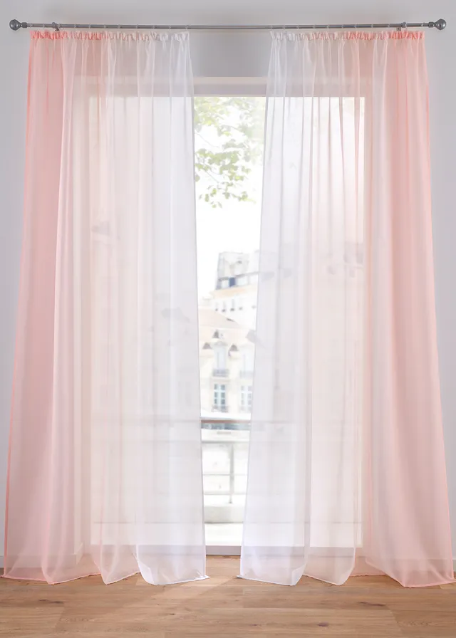 Záclona z ľahkého volálu, aj extra dlhá (2 ks) • perlovo ružová • obchod bonprix