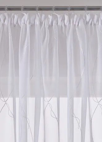 Záclona s výšivkou a recyklovaným polyesterem, barva: bílá