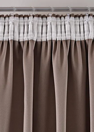 Verduisterend gordijn met lichte structuur (2 stuks), Kleur: bruin