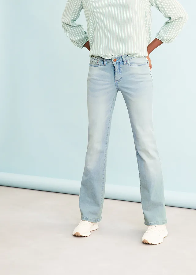 Bootcut stretch jeans, mid waist • lichtblauw denm used • product-page.page-title-suffix
