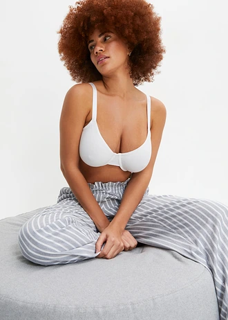 Lot de 3 soutiens-gorge moulés non rembourrés • blanc + noir + gris chiné • Boutique bonprix