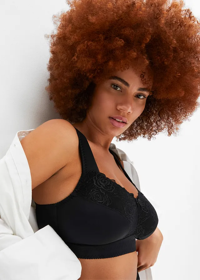 Soutien-gorge minimiseur sans armatures, bretelles rembourrées, Couleur: noir