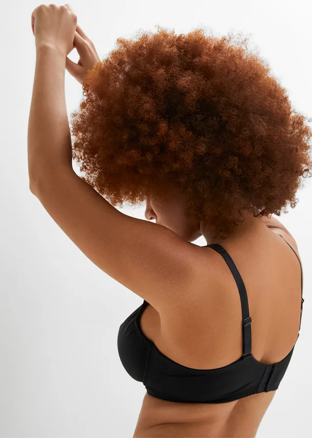 Minimizer bh met gewatteerde bandjes, Kleur: zwart/krijtbeige
