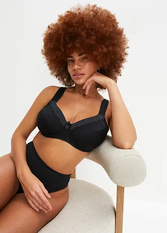 Minimizer bh met gewatteerde bandjes, Kleur: zwart/krijtbeige