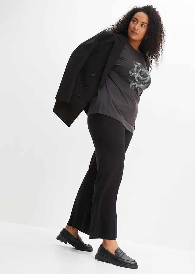Lichte Marlene Dietrich broek met viscose, Kleur: zwart