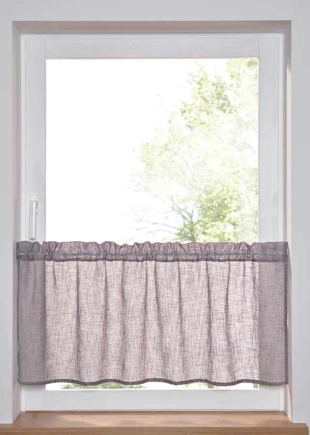 Vitrážková záclona v plátenom vzhľade