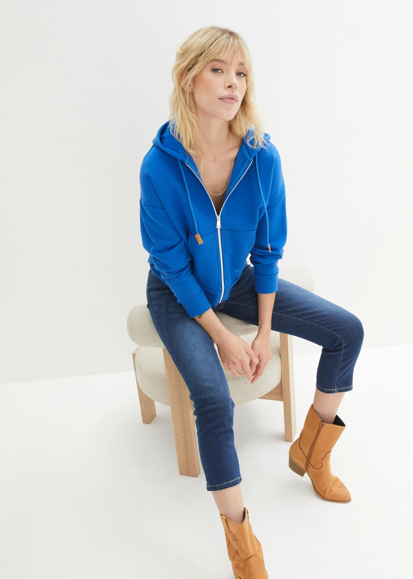 7/8 Ultra Soft džíny, Slim Fit • tmavě modrá used • bonprix obchod