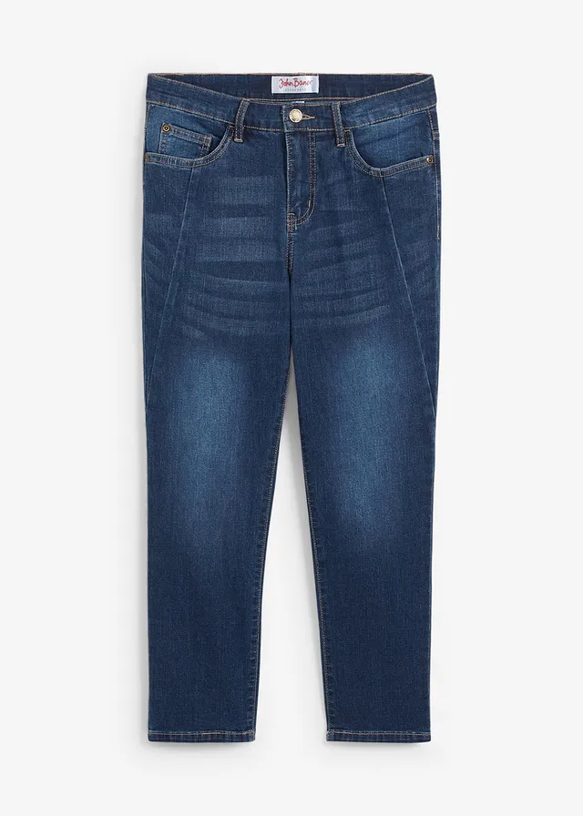 Jean ultra-doux slim, 7/8, Couleur: bleu foncé used