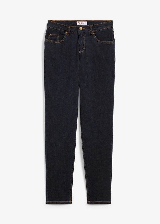 Dżinsy ze stretchem Mom, mid waist, long, kolor: ciemnoniebieski