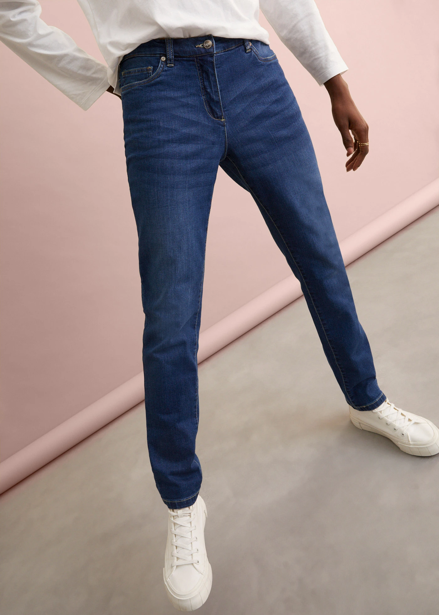 Stretch boyfriend jeans, mid waist • blauw denim • bonprix online shop