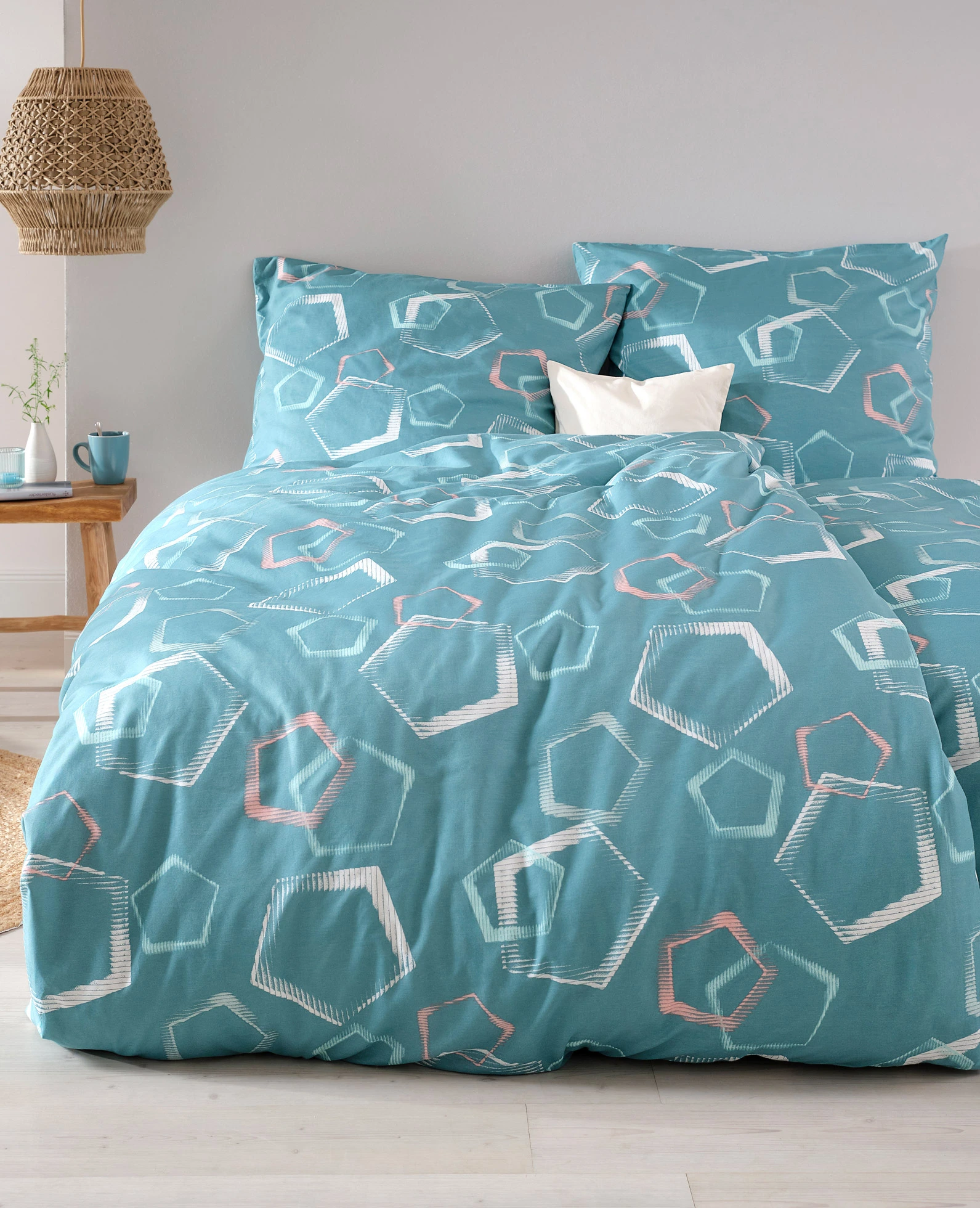 Parure de lit en coton mélangé • sauge • Boutique bonprix