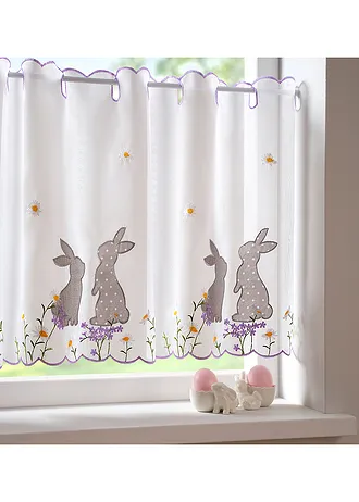 Ablaktábla függöny hímzéssel • fehér/szürke • bonprix áruház