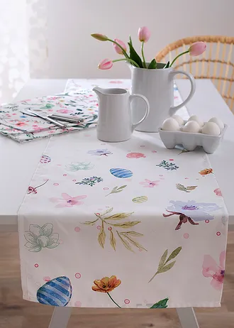 Lot de 4 sets de table avec imprimé fleurs • blanc/multicolore • Boutique bonprix