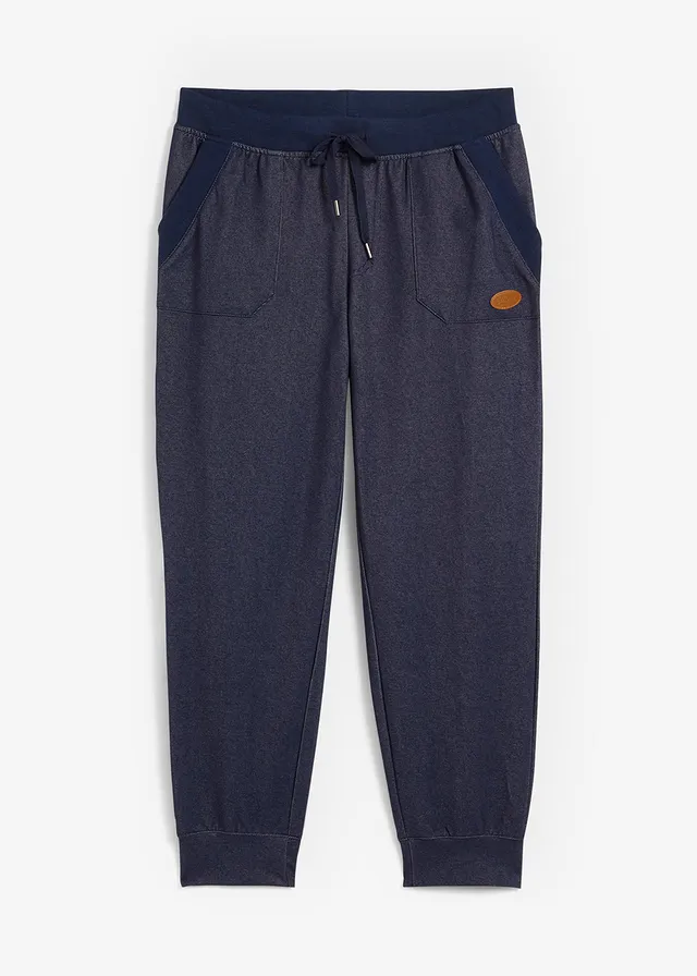 Pantaloni casual 7/8 cu aspect denim