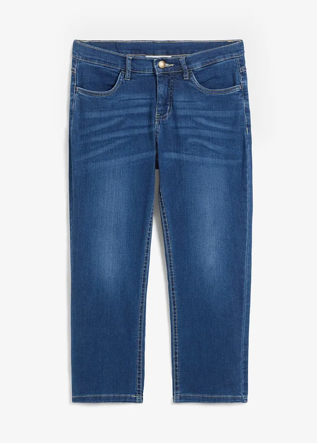 Jean 7/8 confort stretch, Couleur: bleu used