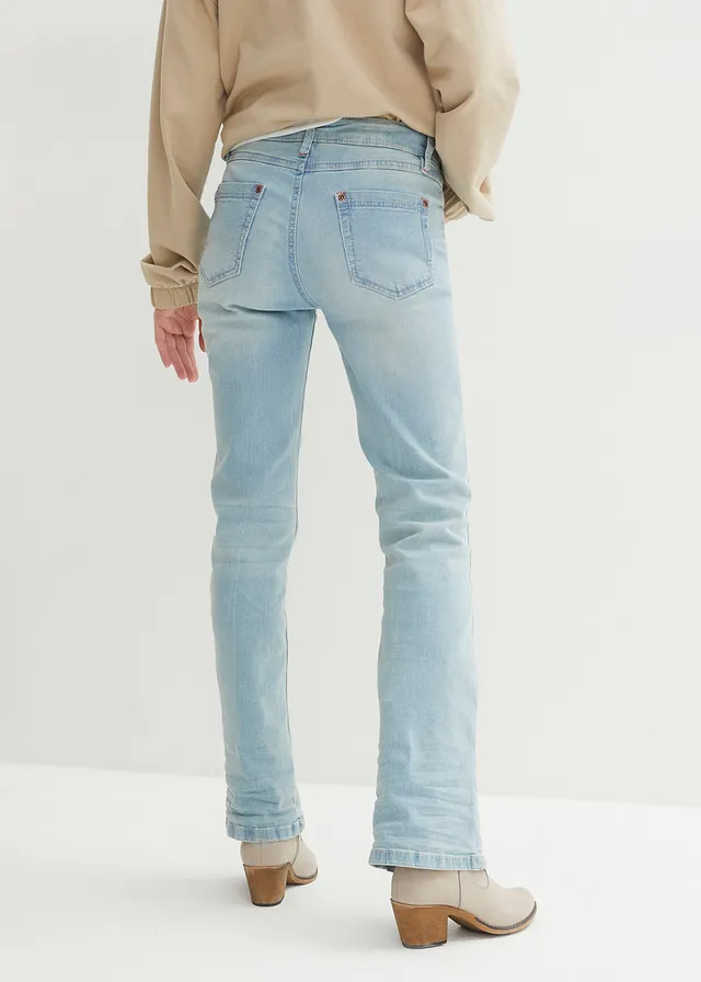 Bootcut stretch jeans, mid waist, Kleur: lichtblauw denm used