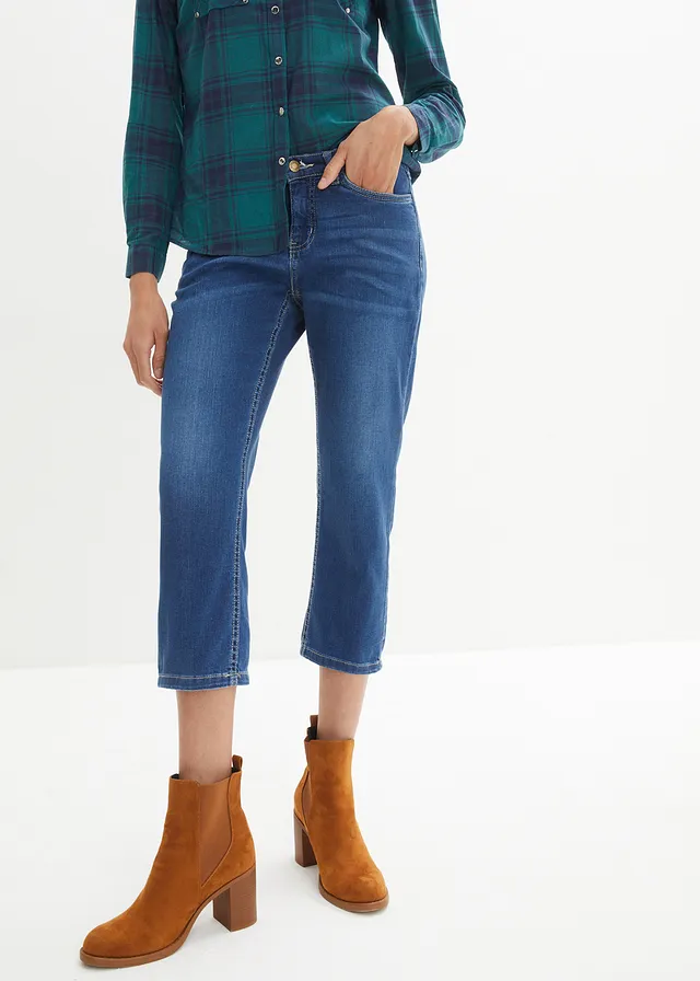 Jean 7/8 confort stretch, Couleur: bleu used