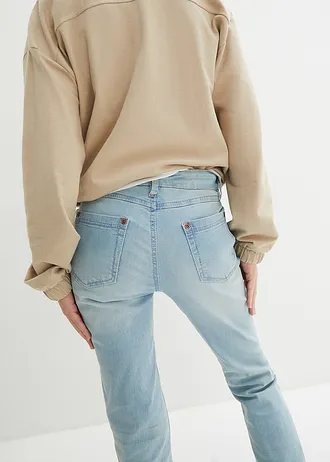 Jeansy ze stretchem o kroju bootcut, mid waist • jasnoniebieski denim "used" • sklep bonprix