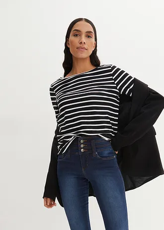 Slim džíny High Waist, stahovací • tmavě modrá used • bonprix obchod