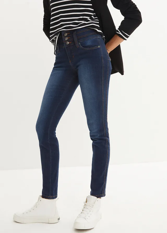 Corrigerende slim fit jeans, high waist • donkerblauw denim used • product-page.page-title-suffix