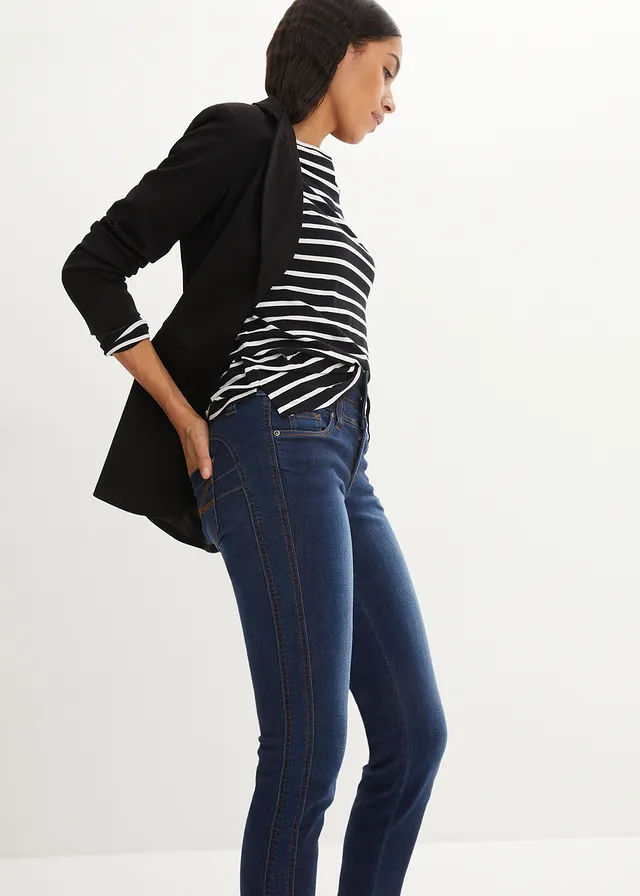 Corrigerende slim fit jeans, high waist • donkerblauw denim used • product-page.page-title-suffix