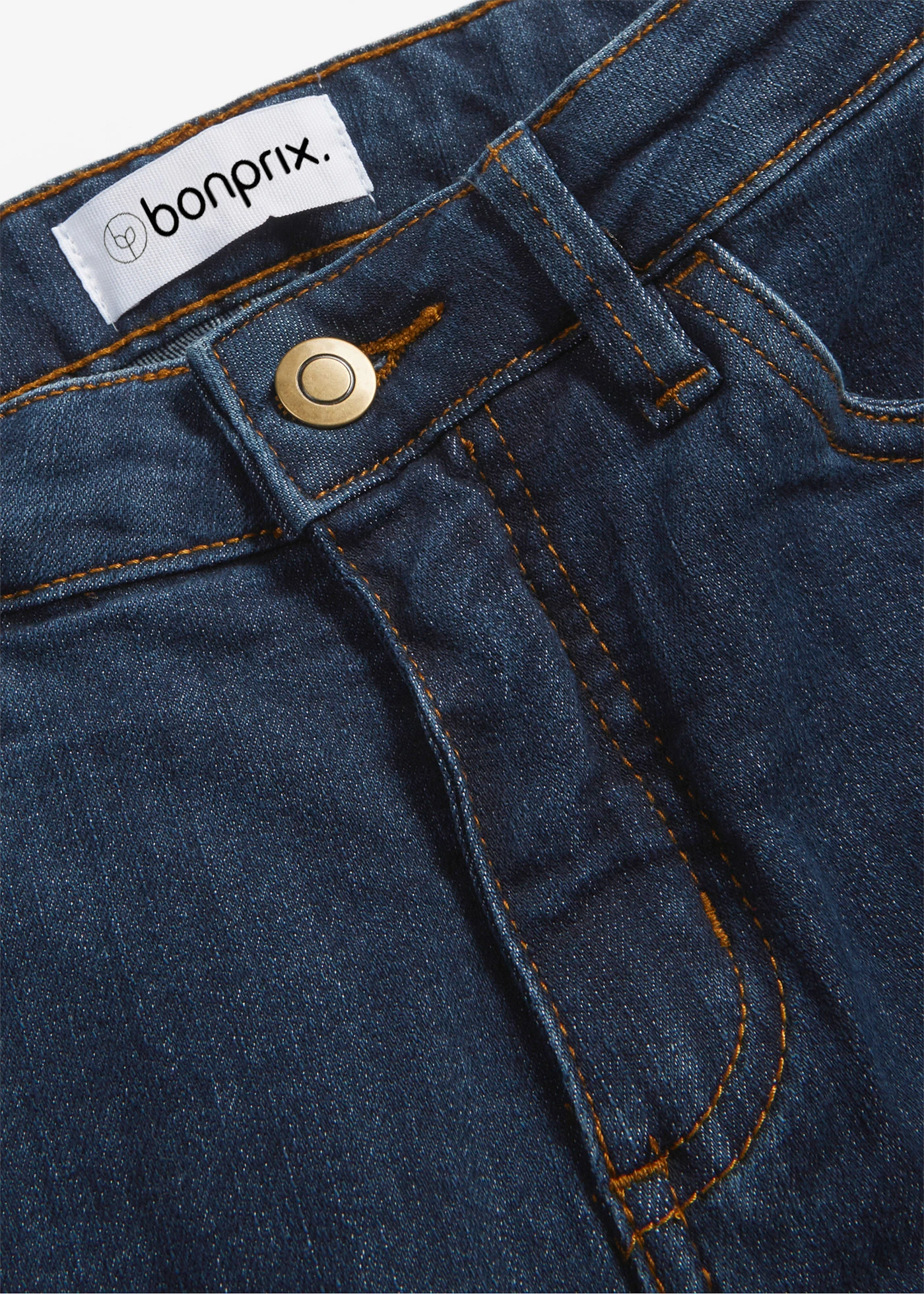 Jeansy skinny ze stretchem, mid waist • ciemnoniebieski "used" • sklep bonprix