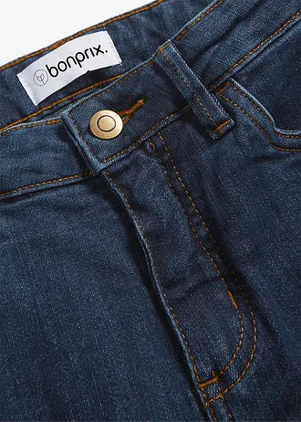 Jeansy skinny ze stretchem, mid waist • ciemnoniebieski "used" • sklep bonprix