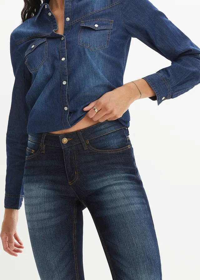 Skinny stretch jeans mid waist • donkerblauw used • product-page.page-title-suffix