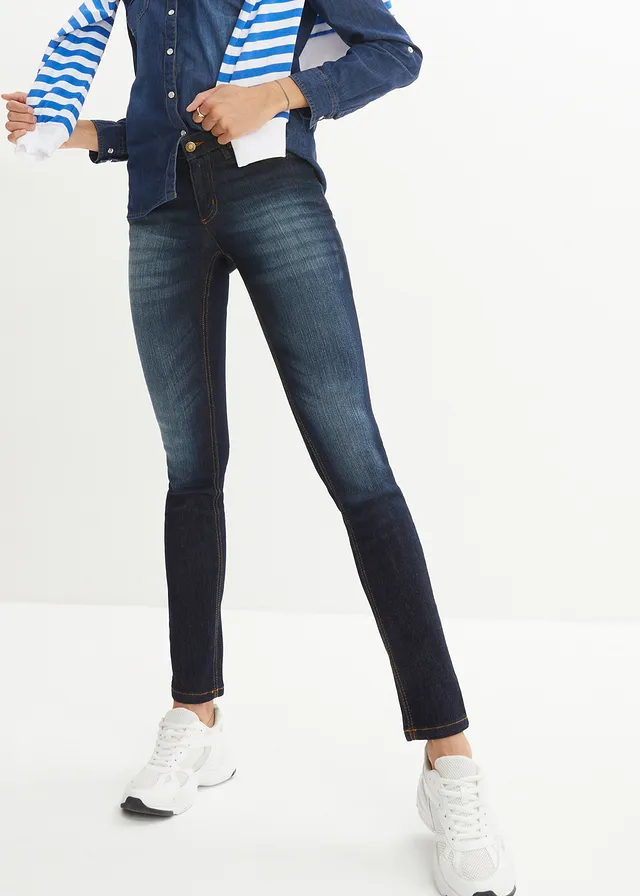 Skinny stretch jeans mid waist • donkerblauw used • product-page.page-title-suffix