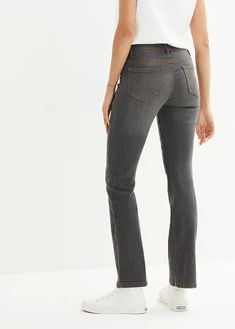 Jeansy ze stretchem o kroju bootcut, mid waist • czarny "used" • sklep bonprix