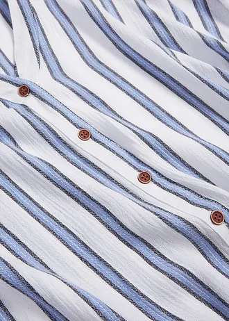 Chemisier manches courtes en crépon de viscose fluide • bleu rayé • Boutique bonprix