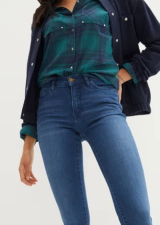 Stahovací džíny, Slim Fit, High Waist • modrá used • bonprix obchod