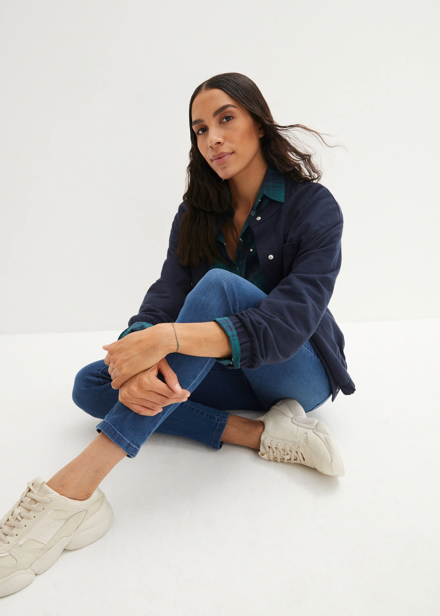 Stahovací džíny, Slim Fit, High Waist • modrá used • bonprix obchod