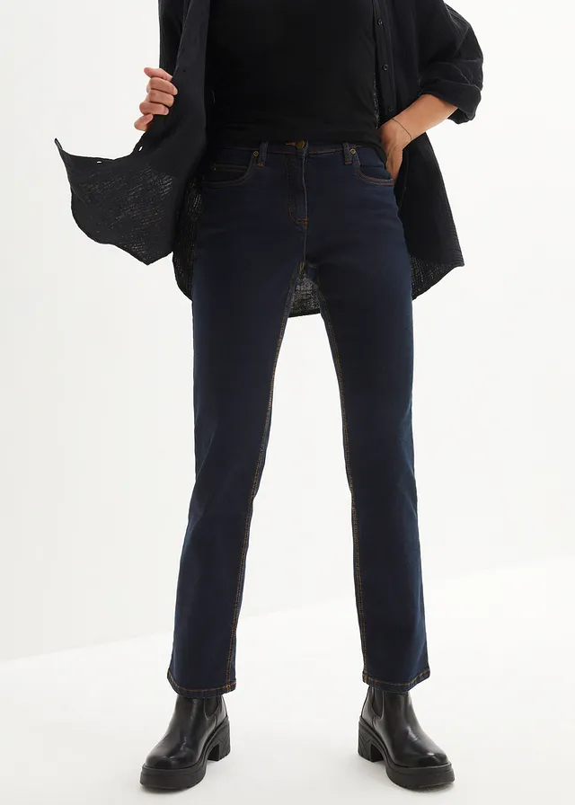Jean droit taille mi-haute, extensible • bleu foncé • product-page.page-title-suffix