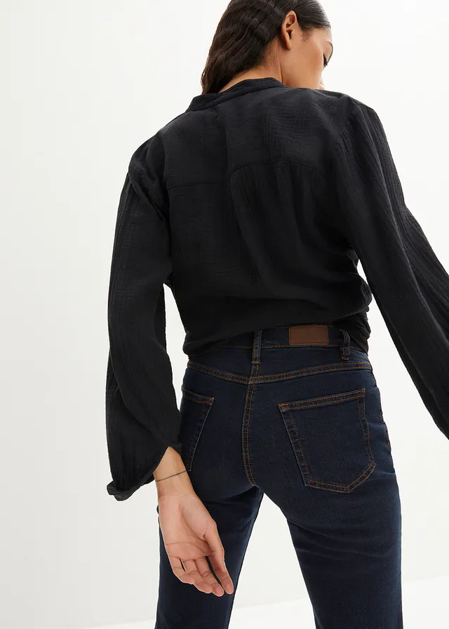 Jean droit taille mi-haute, extensible • bleu foncé • product-page.page-title-suffix
