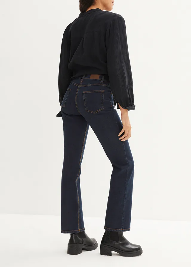 Jean droit taille mi-haute, extensible • bleu foncé • product-page.page-title-suffix
