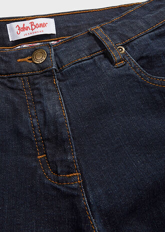 Mid waist stretch jeans, straight • donkerblauw • bonprix online shop