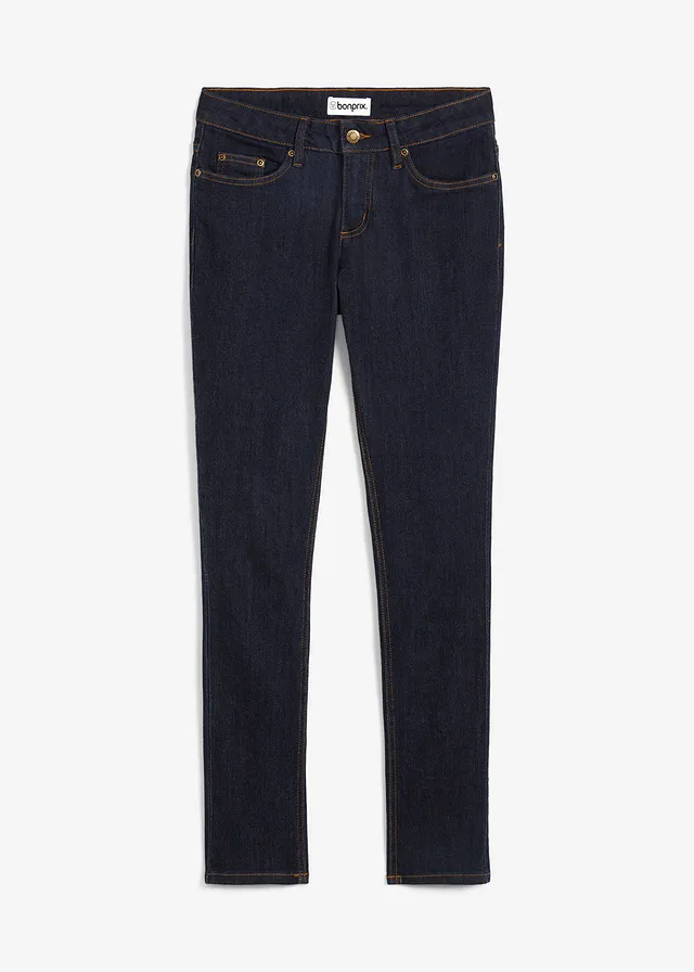Jean skinny taille mi-haute, extensible, Couleur: bleu foncé