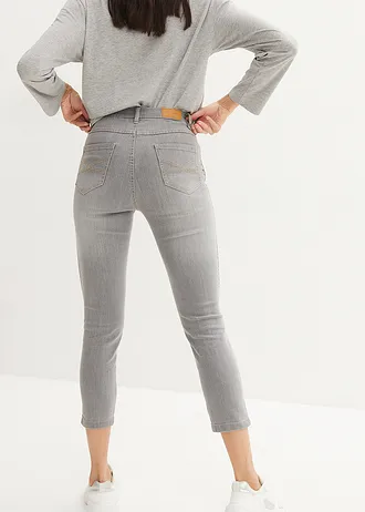 Jean skinny 7/8 taille mi-haute, extensible, Couleur: gris clair denim