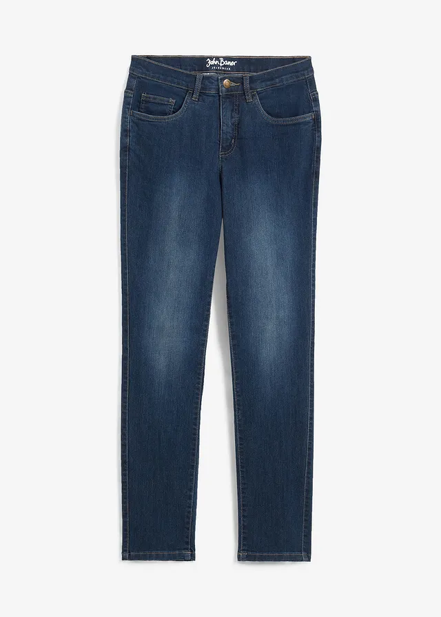 Jean droit taille mi-haute, extensible
