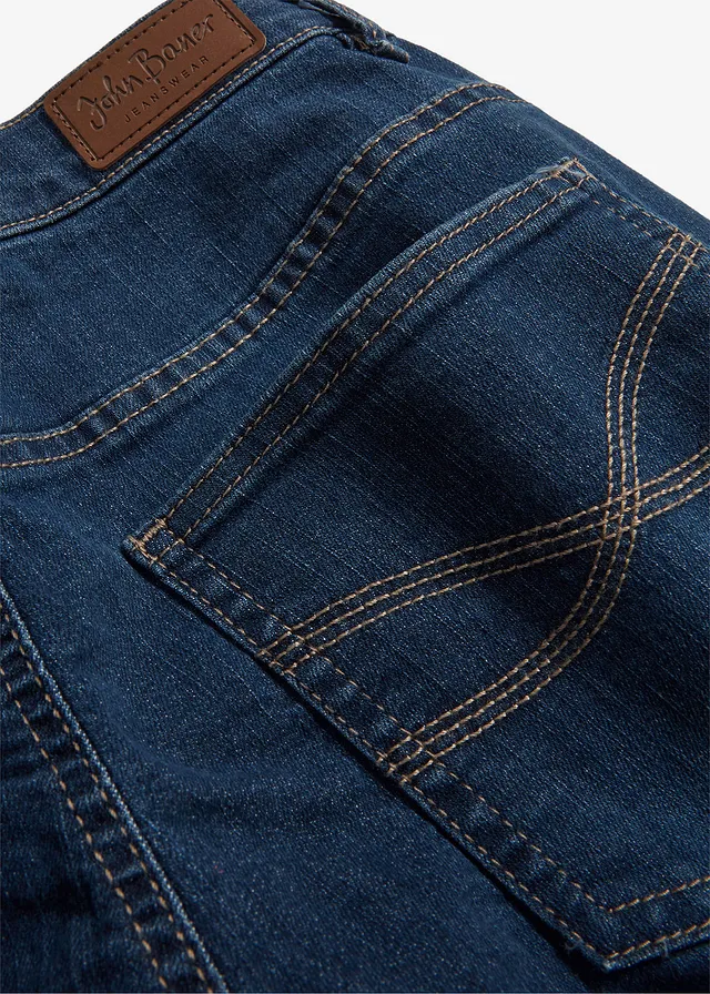 Stretch jeans mid waist, straight • donkerblauw denim used • product-page.page-title-suffix