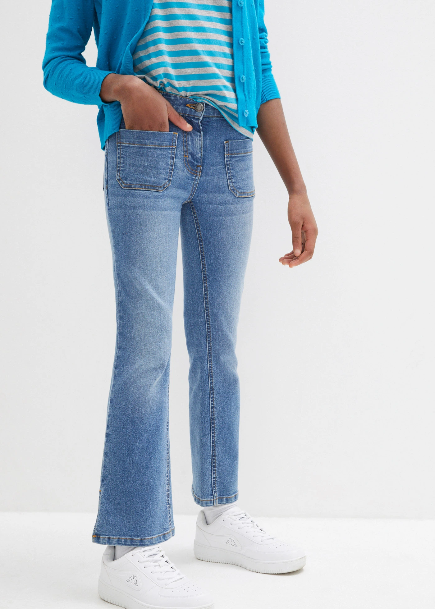 Komfortné džínsy, flared, Mid Waist • modrá denim • obchod bonprix