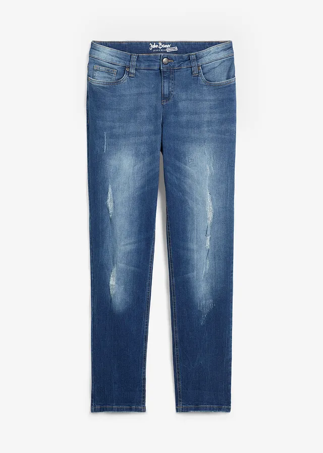 Blugi boyfriend cu talie medie, stretch