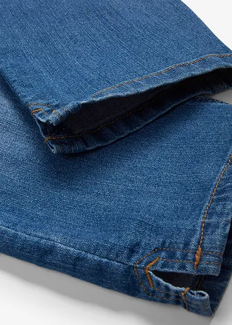 Jeansy slim fit, cropped, średni stan • niebieski "used" • sklep bonprix