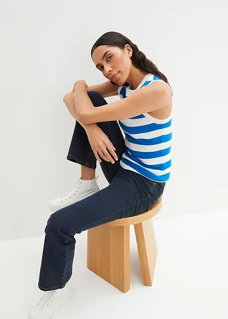 Strečové džíny High Waist, Bootcut • tmavě modrý denim • bonprix obchod