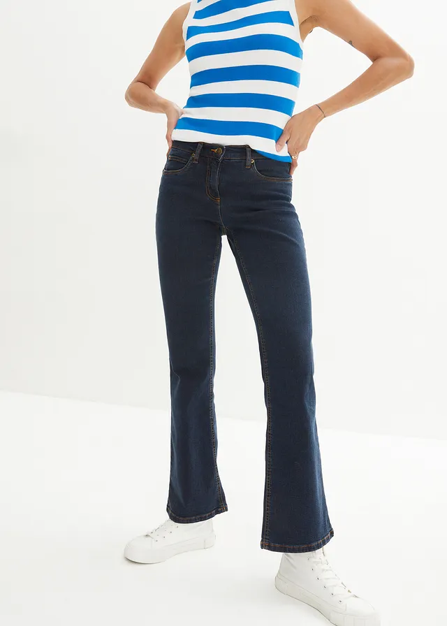Bootcut stretch jeans, high waist • donkerblauw denim • product-page.page-title-suffix